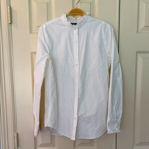 Lands' End White Casual Button Down Shirt- white size 8